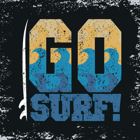 go surfing, Miami Beach, Florida surfing t-shirts,t-shirt inscription, typography graphicのイラスト素材