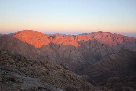 sunrise at the top of Mount Moses, mountains of Egypt, the highest mountain in Egypt, an idea for your designの写真素材