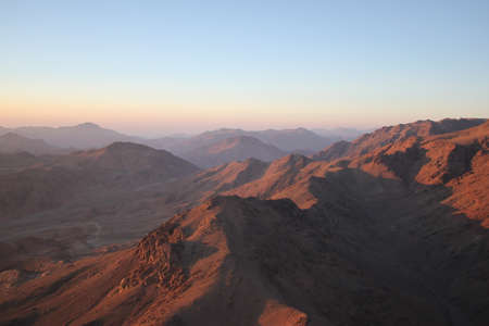 sunrise at the top of Mount Moses, mountains of Egypt, the highest mountain in Egypt, an idea for your designの写真素材