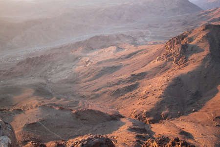sunrise at the top of Mount Moses, mountains of Egypt, the highest mountain in Egypt, an idea for your designの写真素材