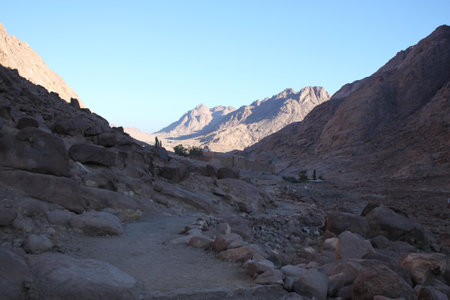 shadows in the mountains of Moses, mountains of Egypt, the highest mountain in Egyptの写真素材