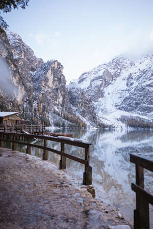 landscape of a lake in the middle of natureの写真素材