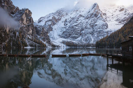 landscape of a lake in the middle of natureの写真素材