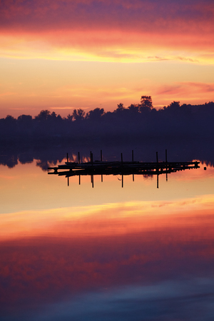 Sunset at Lakeの写真素材