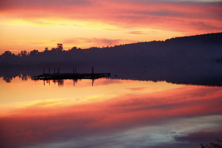 Sunset at Lakeの写真素材