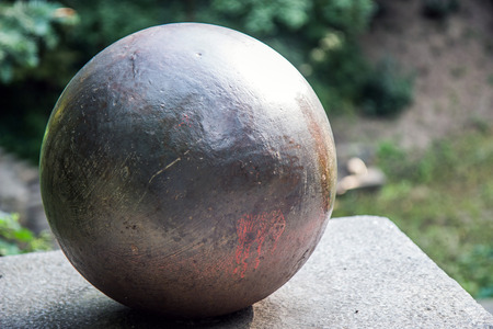 Large metal sphere in park town Bila Tserkvaの写真素材