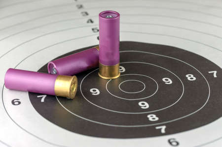 ammo and target on the table, the concept huntingの写真素材