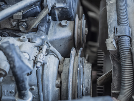 engine closeup parts, valves, boltsの写真素材