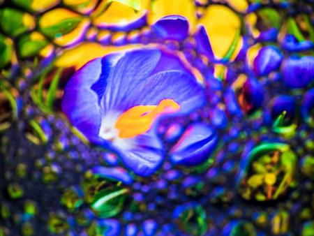 Abstract background, soap foam on the water surface. Beautiful and colorful macro