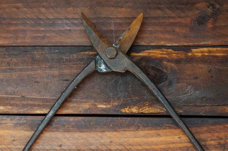 pliers and scissors for metal for techno gherenonta, the old tool has not been used for a long time and therefore rusty, corroded, mud and rusted with a metal hand toolの写真素材