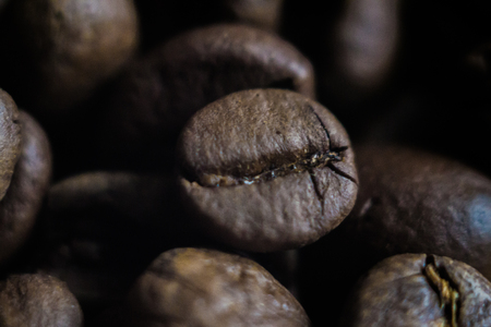 coffee, grain (seeds) of a tropical plant, so-called. coffee tree.makro, closeupの写真素材