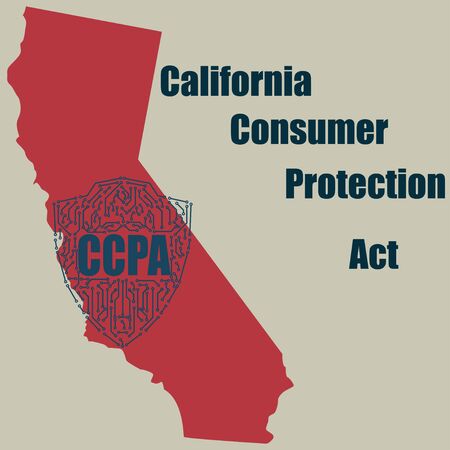 California Consumer Protection Act or CCPA symbol with lock flat vector icon for apps and websitesのイラスト素材