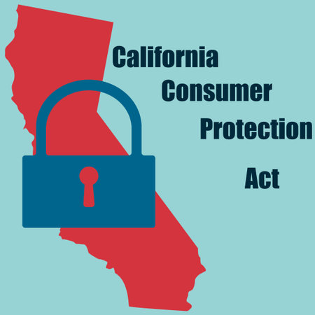 California Consumer Protection Act or CCPA symbol with lock flat vector icon for apps and websitesのイラスト素材