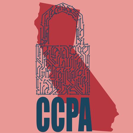 California Consumer Protection Act or CCPA symbol with lock flat vector icon for apps and websitesのイラスト素材