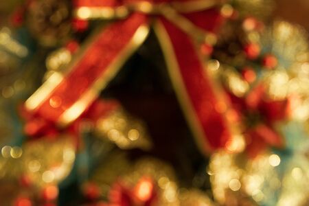 Blurred background for Christmas, bokeh. New Year decorations and accessories. Christmas backgrounds for cards, website and design.の写真素材