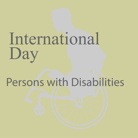 Hand drawn wheelchair with abstract Earth. International Day of Persons with Disabilities December 3 design concept. Vector illustration in flat styleのイラスト素材