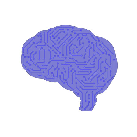 brain in the form of a printed circuit board. computer chip. artificial intelligence concept.
