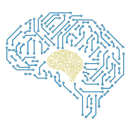 brain in the form of a printed circuit board. computer chip. artificial intelligence concept.
