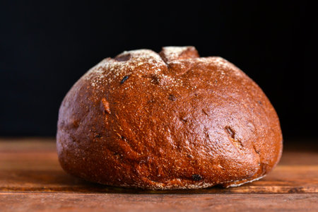 round black bread on a wooden table