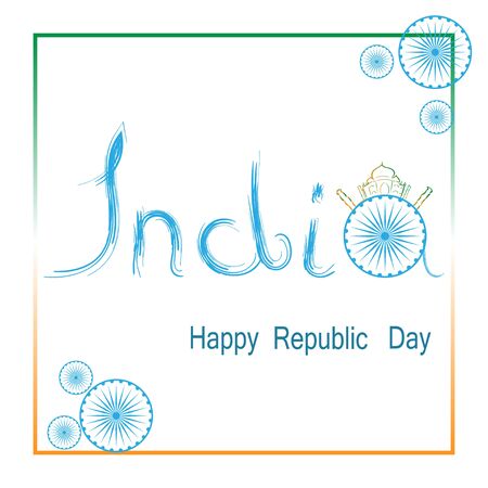 "Happy Republic Day of India" artificial calligraphy in Hindi "26 janwari gantt divas ki hardik shubhkamnayen.Indian Republic Day concept with text 26 January.のイラスト素材