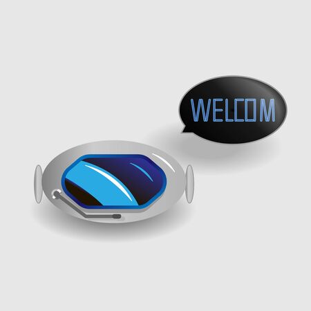 the head of the robot makes a speech. chat bot work. automated assistantのイラスト素材