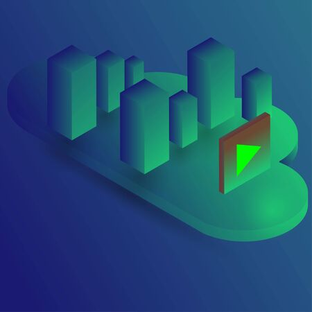analytics and media resource assessment. 3D isometric bright light chart vector illustration. Economic infographic.のイラスト素材