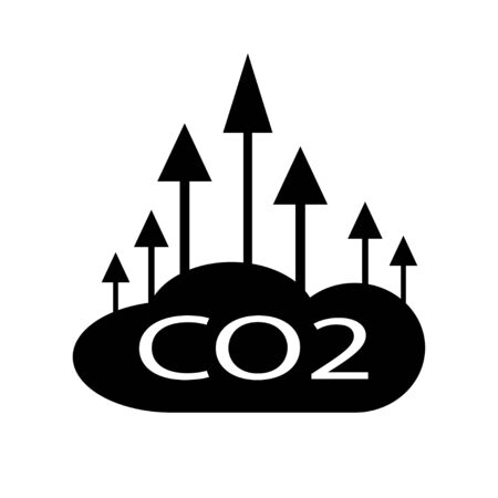 CO2 emissions in cloud icon isolated. Carbon dioxide formula symbol, smog pollution concept, environment concept, combustion products. Co2 logo design.のイラスト素材