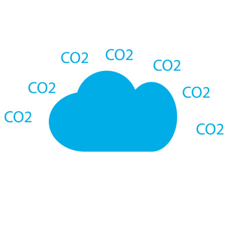 CO2 emissions in cloud icon isolated. Carbon dioxide formula symbol, smog pollution concept,...