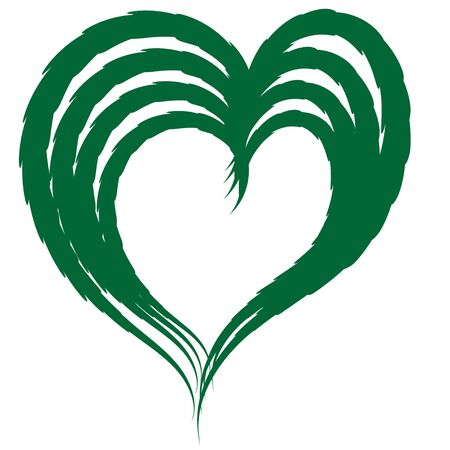 Heart made from bright green leaves of hemp painted in watercolor. Realistic scientific plant illustration. hemp leaf in the form of a heart. Design elementのイラスト素材