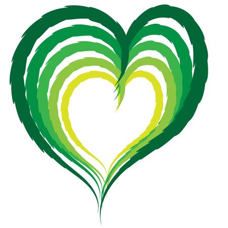 Heart made from bright green leaves of hemp painted in watercolor. Realistic scientific plant illustration. hemp leaf in the form of a heart. Design elementのイラスト素材