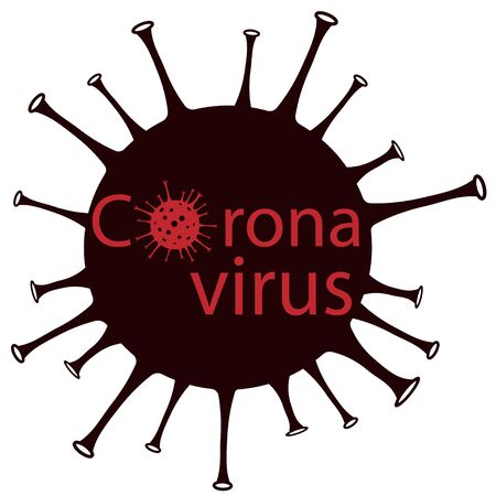 inscription coronavirus using the silhouette of a coronavirus.coronavirus 2019-nCoV concept.のイラスト素材
