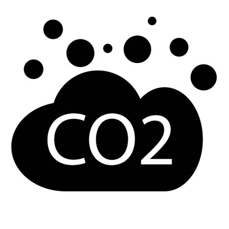 CO2 emissions in cloud icon isolated. Carbon dioxide formula symbol, smog pollution concept, environment concept, combustion products.のイラスト素材
