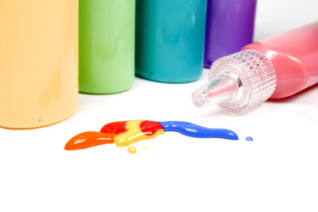 Set of colored blot on white paperの写真素材