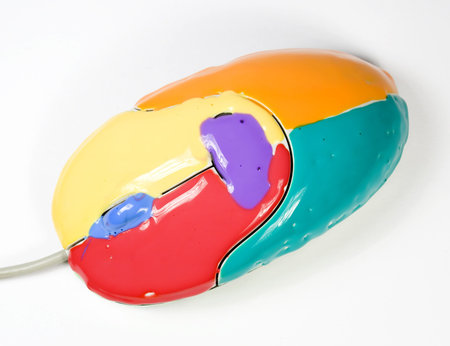 Mouse, colored glass deco on white background