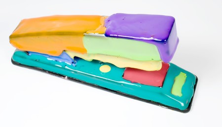 Set of colored blot on stapler on whiteの写真素材