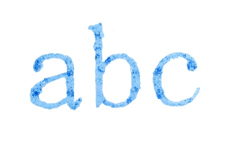 Original font, all alphabet, the crushed blue chalk, letters ABCの写真素材