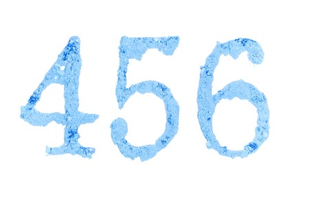 Original font, all alphabet, the crushed blue chalk, digits 456の写真素材