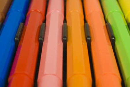 Children's color felt-tip pens close upの写真素材