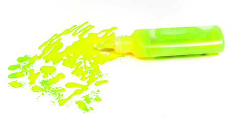 Empty tube of a flavovirent paint with a spotの写真素材