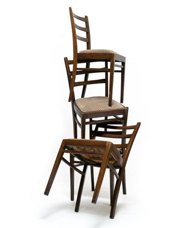 old chairs isolated on white backgroundの写真素材