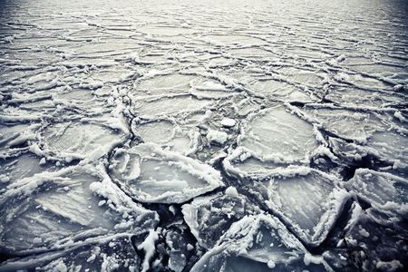 pieces of ice floating on the surfaceの写真素材