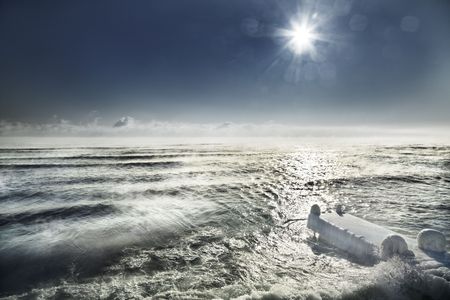 Black Sea in the middle of the winterの写真素材