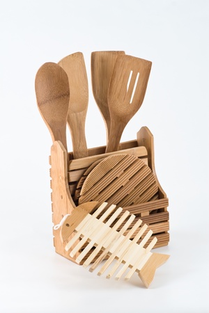 set of spoons and kitchen spatulasの写真素材