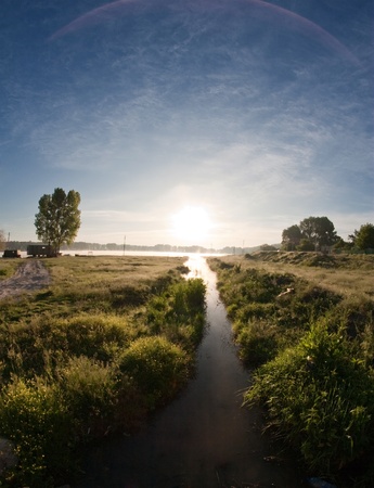 in a May morning at sunriseの写真素材