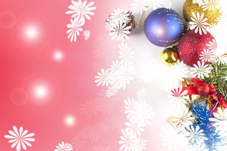 Christmas background with gold Xmas decoration on whiteの写真素材