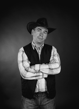man in cowboy hatの写真素材