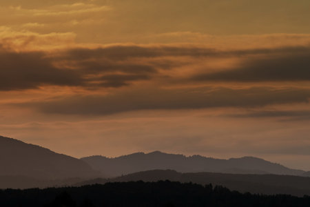 Dawn in mountains Carpathiansの写真素材