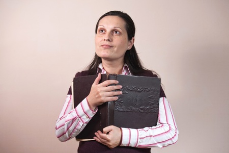 Miss reading a bookの写真素材