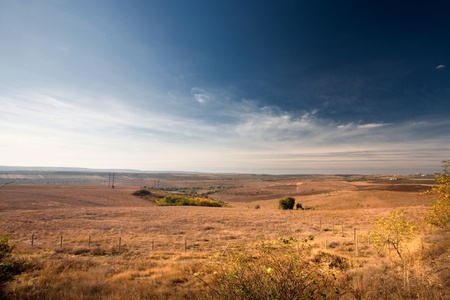 Green field and white cloudsの写真素材