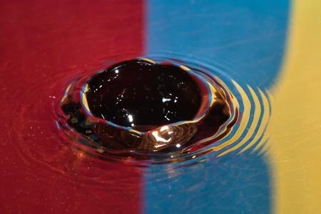 The round transparent drop of waterの写真素材